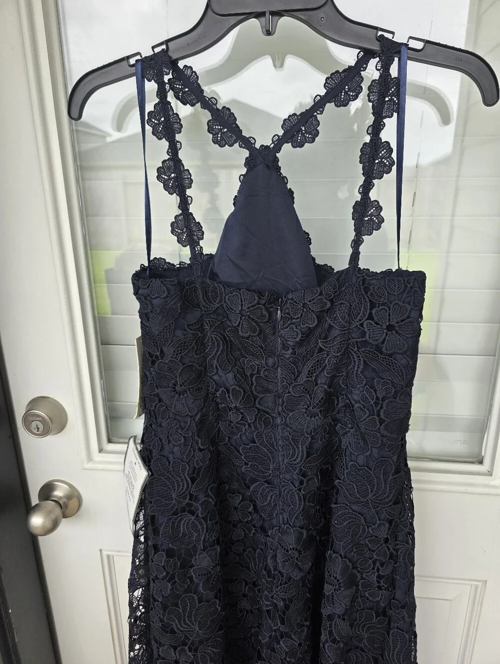 NWT Eliza J Navy Lace Halter Midi Dress Floral Lace Cocktail Dress Size 8 Party